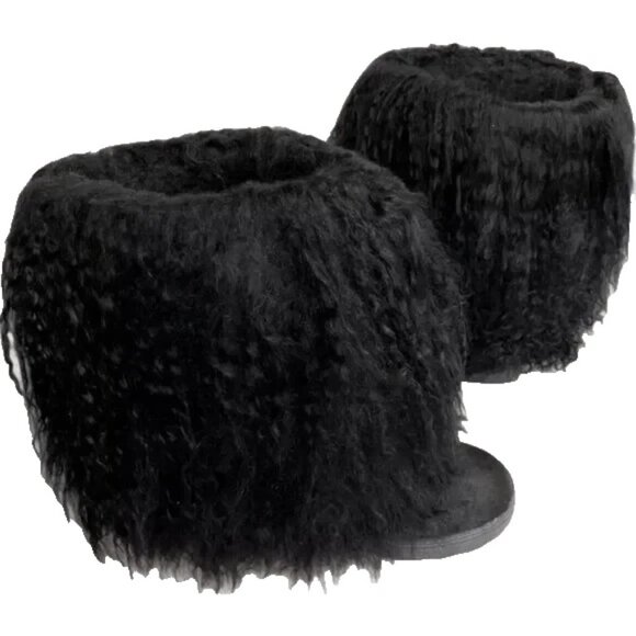 Bearpaw Boetis II Black Curly Lamb Fur Sheepskin Lined Mongolian Sherpa Boots 7 - Picture 7 of 9